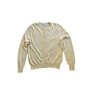 Bianco & Blu Women’s Butter Yellow Cardigan Wool Cashmere Silk XL Preppy Basic